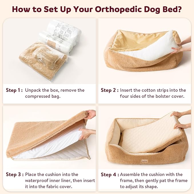 Self-Warming Orthopedic Dog Bed for Extra Large Dogs - Memory Foam for Joint Pain & Arthritis, XL Pet Bed w/Washable Removable Cover & Waterproof Liner, XXL Dog Sofa w/Raised Bolster & Non-Slip Base