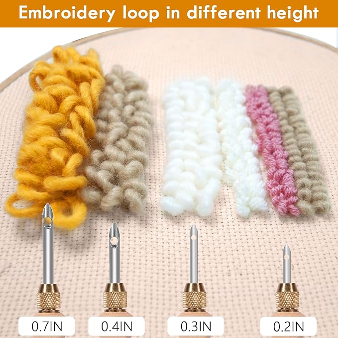 Pllieay Punch Needle, Wooden Punch Needle Tool, Adjustable Embroidery Punch Needle Tool for Punch Needle, DIY Craft Stitching