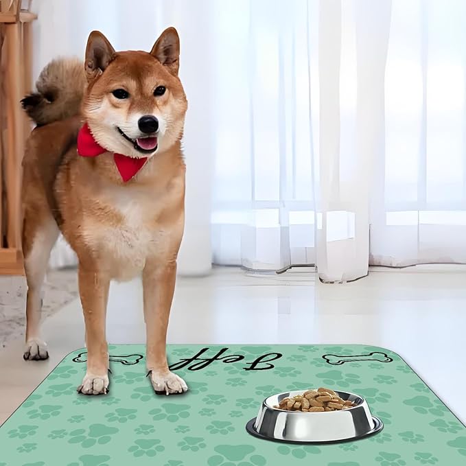 Personalized Dog Cat Food Mat Non-Slip Custom Dog Feed Placemat Water Absorbent Customized PU Mats for Pet Food and Water-Style2