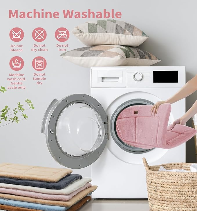 Made4Pets Dog Crate Pad Bed for Medium Dogs, Washable & Reversible, Anti-Slip Kennel Mat for Cozy Sleeping, Soft Fluffy Dog Bed for Indoor & Outdoor Use, 29"x21", Pink
