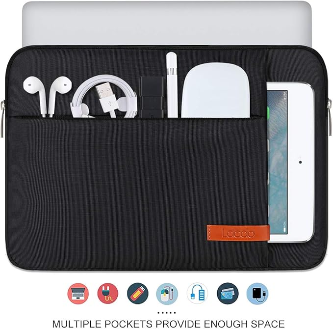 Lacdo Chromebook Case 11 Inch Laptop Sleeve for 11 Inch Acer HP Lenovo Dell Samsung ASUS Chromebook Spin 3 11, 13 inch New Surface Pro 11 Copilot+PC / 10 9 8 X, 11.6" MacBook Air Computer Bag, Black