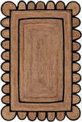 SVI Rug Scallop Pattern Jute Bohemian Area Rug (Black, 3'x5')
