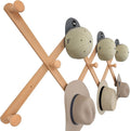 SKOLOO Large Hat Rack for Wall, Wooden Accordion Wall Hanger, Modern, Expandable Coat Hooks, Hat Display Rack for Home, Office, and Studio, 11 Peg, Natural