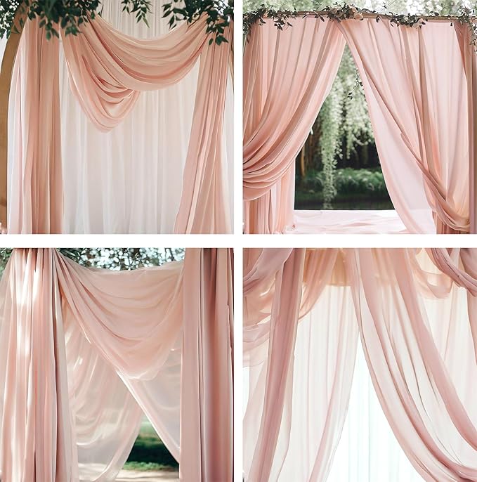 Barcelonetta | Chiffon Fabric | Decoration, Drapery Fabric | Wedding, Gender Reveal, Baby Shower, Birthday | for Arbor, Arch, Canopy, Table and Chair Decoration (Blush, 5 Yards)