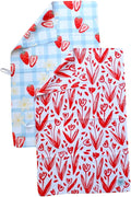 Desert Aqua 2 Pack Double Sided || Not Your Ordinary Kitchen Towels || Dish Towels || Quick Dry || Waffle Weave Microfiber || Highly Absorbent || Hanging Hook (Strawberry)
