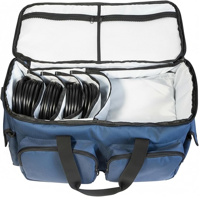 basementcase DJ Bag - Music Gear & Cable Organizer Bag - Detachable Dividers - Padded Gig Tote for Controllers, Mics, Audio Equipment - Lightweight, Sturdy Oxford Material, Travel-Ready for Musicians