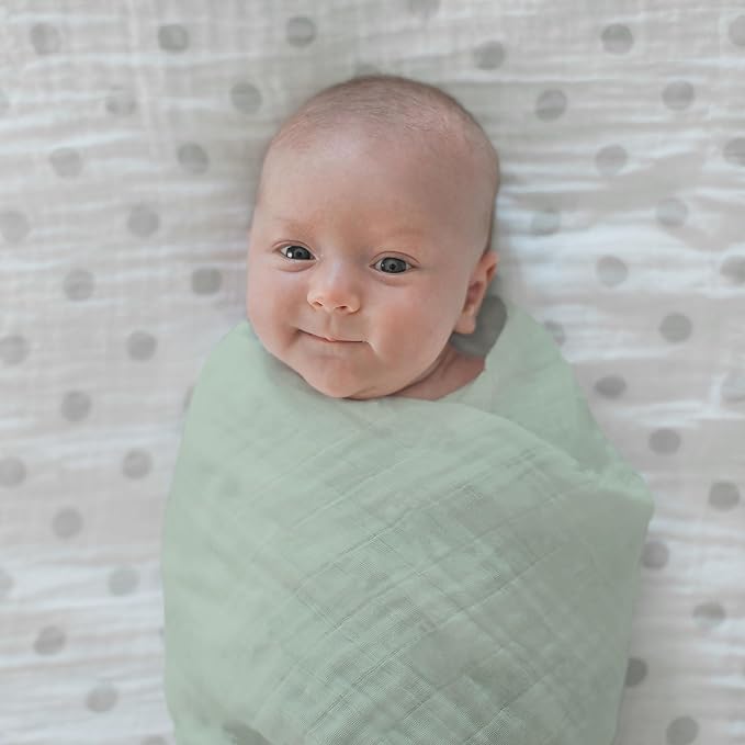 SwaddleDesigns Cotton Muslin Swaddle Blankets for Baby Boy & Baby Girl, Set of 4, Neutral Receiving Blankets for Newborn, Baby Registry & Gift, 46x46 inches, Oceana
