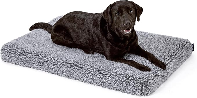 PELZIN Stoutwool 4" Indestructible Dog Bed - Orthopedic Chew Proof Dog Crate Pad - Fluffy Kennel Mat for Aggressive Chewers - Ideal for Large Breeds & Fits 42-Inch Crate - 41"x27", Charcoal