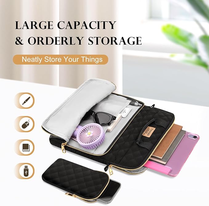 TiMOVO 13 Inch Tablet Sleeve Bag with Shoulder Strap for iPad Air 13" M3 2025, iPad Pro 13", iPad Pro 12.9", Galaxy Tab S9 Plus/S10 Plus/S9 FE+/S9 FE Plus 12.4", Remarkable Paper Pro 11.8", Black