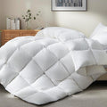 Ubauba Goose Feather Down Fiber Comforter Twin Size - All Season White Fluffy Duvet Insert - Luxurious Hotel Bedding Comforter - Ultra Soft 100% Cotton Cover, Medium Warmth (68x90 Inch)