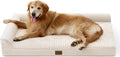 COZY KISS Orthopedic Dog Bed for Extra Large, XXL Dogs Bed, L Shaped Foam Anti-Slip Bottom Giant Pet Cat Sofa with Washable Cover, Suitable for Pet Up to 150 lbs, 48x35x8 inch, Beige ﻿