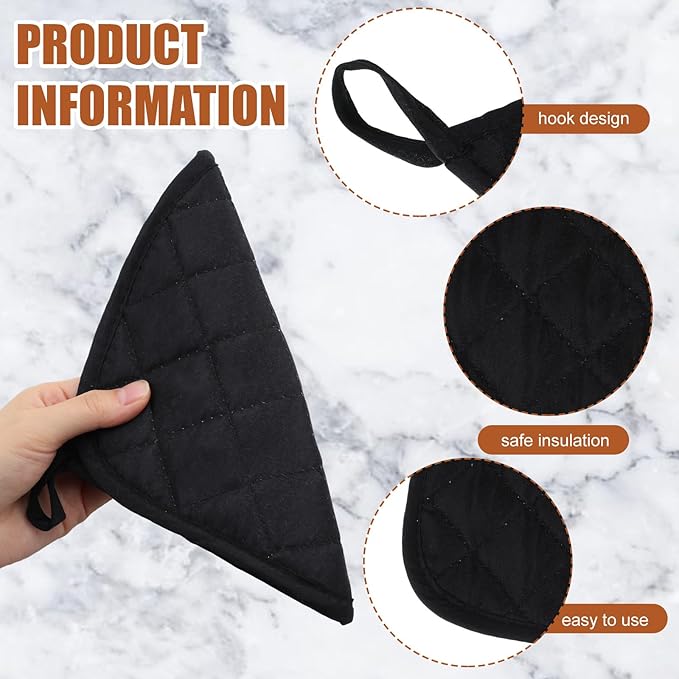 Uiifan 30 Pieces Cotton Pot Holders for Kitchen Washable Heat Resistant Potholders Oven Hot Pads for Cooking and Baking, 7.87 x 7.87 x 0.2 Inch(Black, Gray)