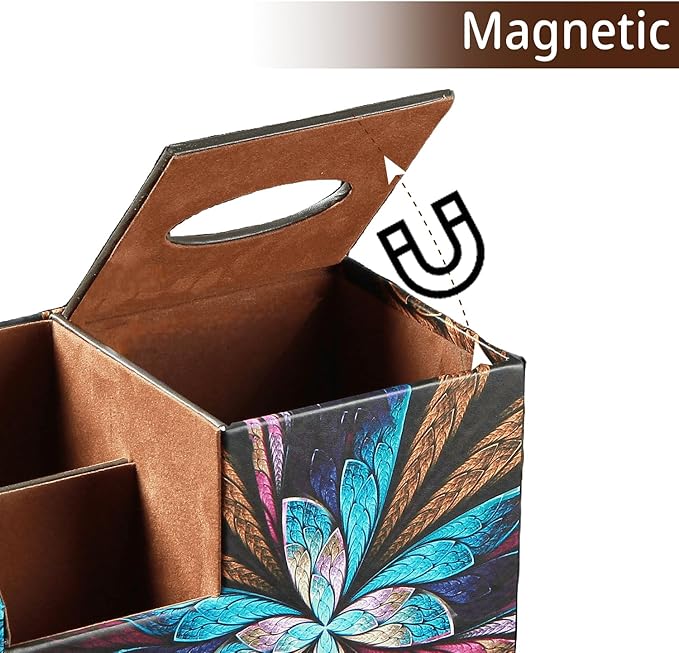 PU Leather Square Tissue Box Cover - Multi-Functional Tissue Box Holder, Tissue Box Cover with Storage,Tissue and Remote Control Holder, Cube Tissue Box Organizer Bedroom Nightstand End Table