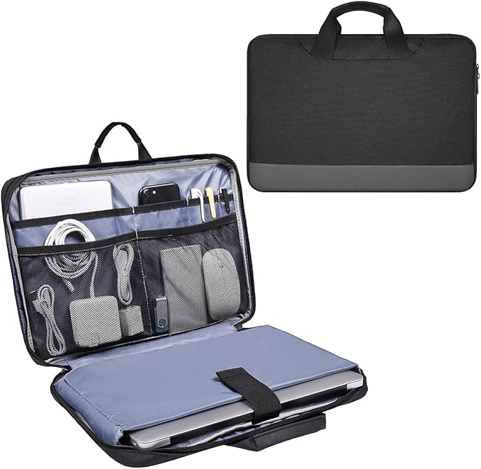 11.6-12.9 Inch Waterproof Laptop Bag Sleeve for Women Men Business Briefcase with Organizer for Acer Chromebook Spin 311, Lenovo Chromebook C330, Samsung Chromebook 4, HP ASUS Dell Surface Case, Black