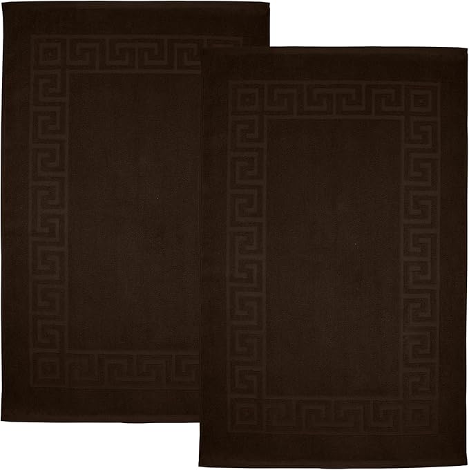 DAN RIVER Greek Cotton Bath Mats Set of 2 – Not a Bathroom Rug, Ultra Soft, Highly Absorbent & Machine Washable Bath Mat Towel for Bathroom Floor Mat – Durable, Quick-Dry, 21x34 Inches, Brown