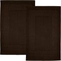 DAN RIVER Greek Cotton Bath Mats Set of 2 – Not a Bathroom Rug, Ultra Soft, Highly Absorbent & Machine Washable Bath Mat Towel for Bathroom Floor Mat – Durable, Quick-Dry, 21x34 Inches, Brown