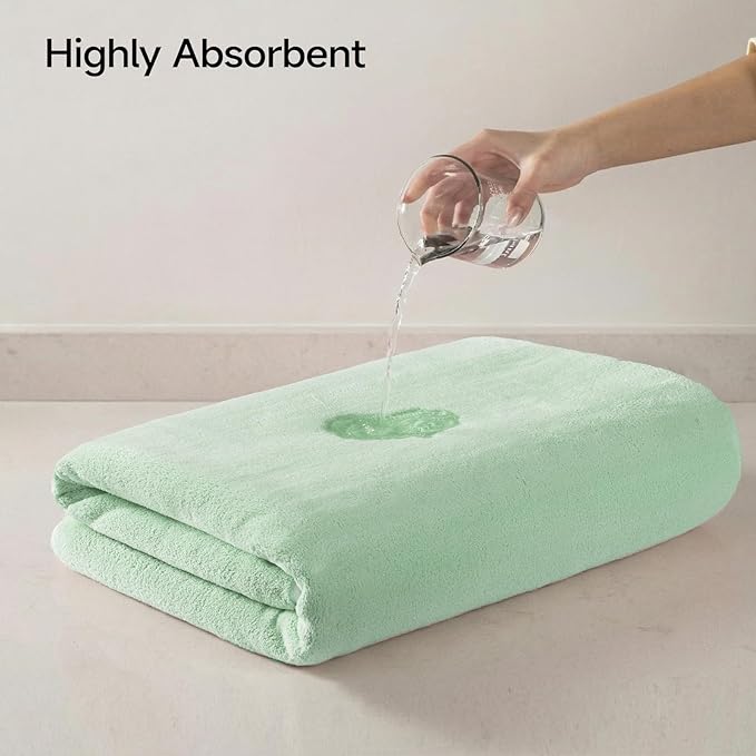 REDKISS 2 Pack Microfiber Extra Large Bath Sheets, 35 x 70 Inches, 670G, Soft and Absorbent, Quick Dry Oversized Bath Towels, Perfect for Bathroom, Plush Shower Towels for Spa, Gym & Hotel, Green