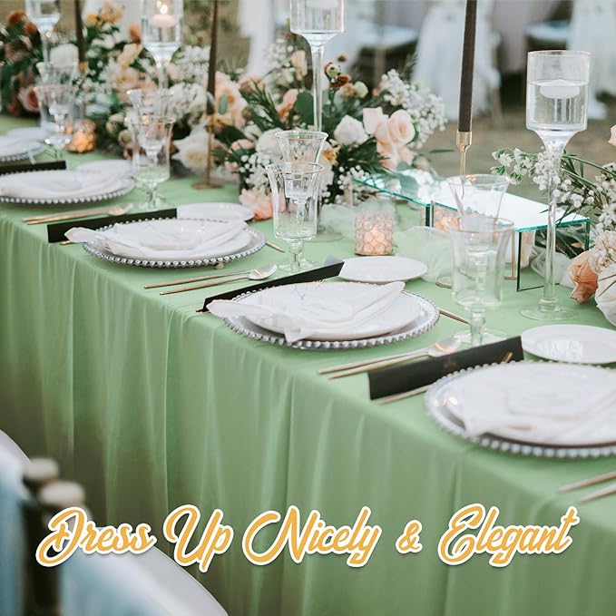 BRILLMAX 6 Pack Sage Green Tablecloths 70 x 120 Inch for 6ft or 8ft Rectangle Tables - Rectangular Bulk Linen Polyester Fabric Washable Cloth Cover for Wedding Reception Banquet Birthday Party