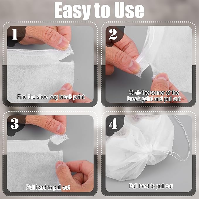 Lemecima 200 Pcs Shoe Bag Drawstring Storage Organizer - Dust Proof Non Woven Fabric Shoe Bags for Travel, Boots & Handbag Protection, 12.6 x 15 Inches White Reusable Dust Bags for Handbags