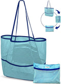 ToKismet Mesh Beach Tote Bag Packable,2026 New 2-in-1 Large Lightweight Foldable Beach Bags with Multiple Pockets for Women