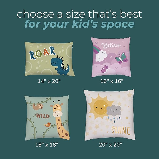 Kids Weather Throw Pillow - 18" x 18" - Double-Sided Printing - Cover Only - Kids Bedroom Accent Pillow - Nursery Decor - Printed in USA