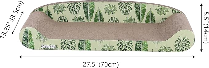 The LICKER Store CSR1004B Montego 27.5" Coastal Patterned Cardboard Lounge Bed Cat Scratcher with Catnip, Mint/Green