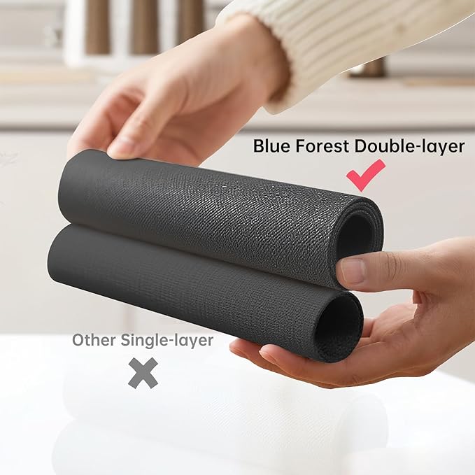 Blue Forest | Rectangular Faux Linen Placemats Set of 6 | Dual- Layered Thickened for Durability | Heat Resistant | Machine Washable | Wrinkle Free for Easy Care Indoor/Outdoor Use - Dark Green