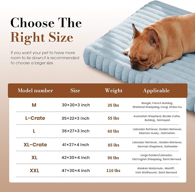 Cozila Large Orthopedic Dog Crate Bed with Waterproof Lining, Soft Short Plush Surface & Egg Crate Foam for Calming Puppy, Machine Washable Pet Bed with Removable Cover & Anti Slip Bottom