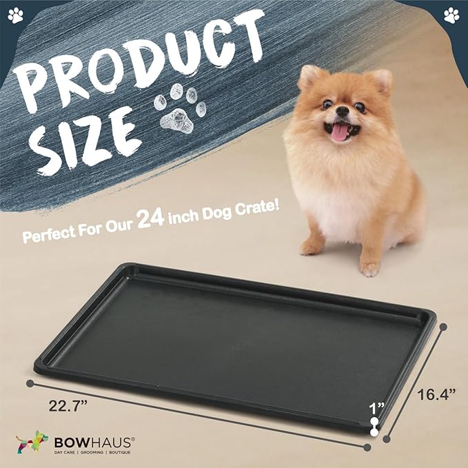 BOWHAUS 22.7-Inch Dog Crate Pan Replacement, Sturdy, Waterproof Plastic Tray for 24-Inch Pet, Rabbit Ferret Critter Kennels, Versatile Pan and Easy to Clean