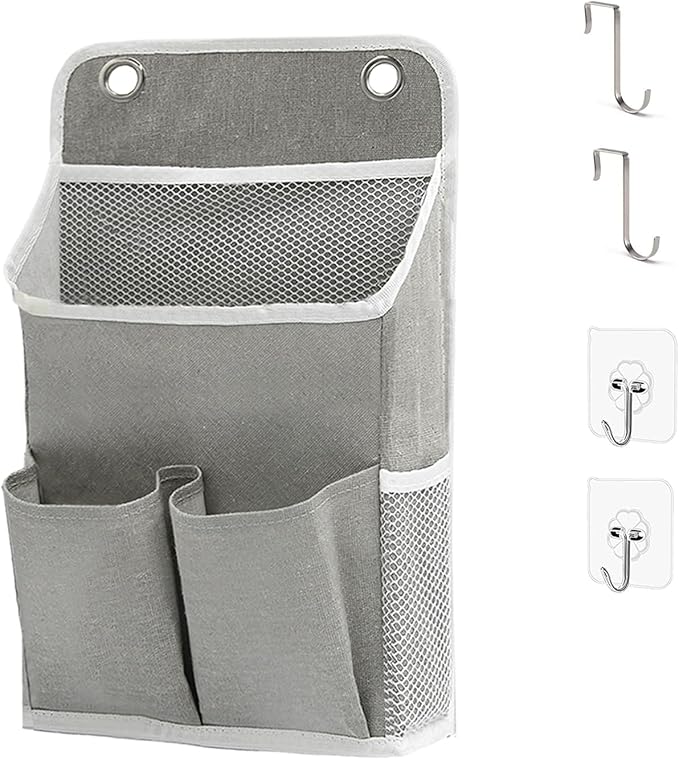 Someteth Hanging Basket for Organizing, Wall Organizer with Pockets and Over The Door Organizer，Can for Home, Closet, Office and Camper (1 Grey)