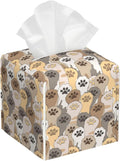 POIUBLE Cute Cat Paws Tissue Box Cover Leather Tissue Box Holder Square Facial Paper Organizer Dispenser for Bathroom Kitchen Bedroom Vanity Countertop Night Stands