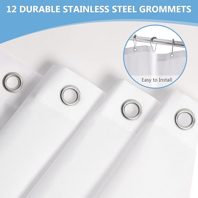 ROLIZOE Waterproof Fabric Shower Curtain Liner with 3 Magnets – Standard 72" x 72" – Soft, Durable & Machine Washable, Hotel-Grade Quality, Ultimate Water Protection