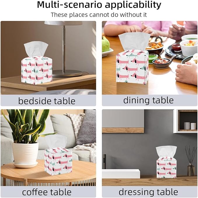 Set of 2 Velvet Tissue Box Covers - Waterproof Dutch Flannel Fabric, Fits 5x5x5in Boxes, Decorative Storage for Living Room, Bathroom, Office