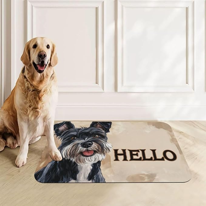 Schnauzer Food Mat for Floors Waterproof,Quick Dry Anti-Slip Dog Bowl Mats for Food and Water,Pet Feeding Mats,Pet Placemat for Messy Drinkers to Protect Floors,Pets Supplies 17.72×11.81in