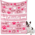 GlisterGlow Personalized Dog Blanket, Customized Pet Blankets with Name Picture, Throw Blanket for Small Medium Large Dog Puppy Cat (E-Pink)
