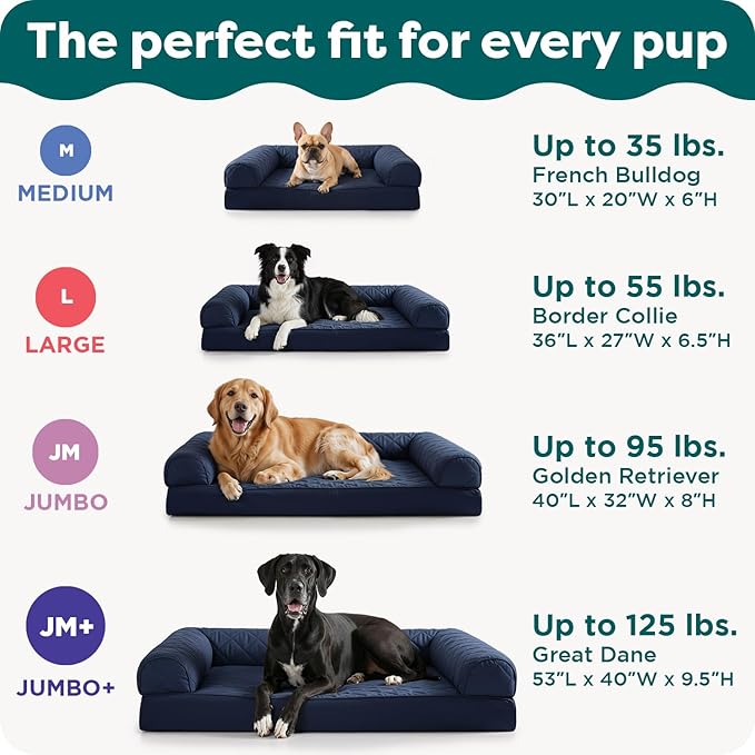Furhaven Cooling Gel Dog Bed for Large Dogs w/ Removable Bolsters & Washable Cover, For Dogs Up to 95 lbs - Quilted Sofa - Silver Gray, Jumbo/XL