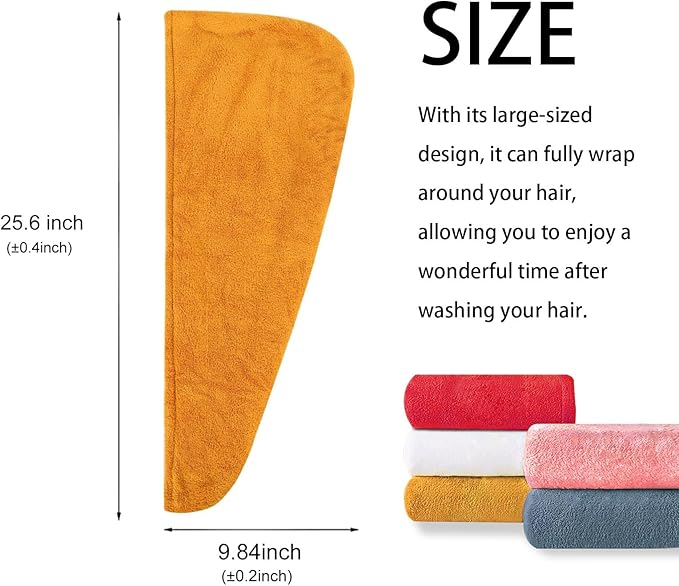AGKXHDEC 1 Pack Double Layer Microfiber Towel, Hair Turbans for Wet Hair, Drying Hair Wrap for Women (Apricot Yellow)