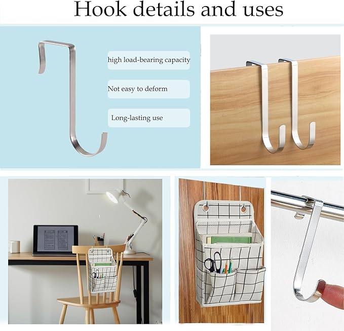 Someteth Hanging Basket for Organizing, Wall Organizer with Pockets and Over The Door Organizer，Can for Home, Closet, Office and Camper (White Grid2)