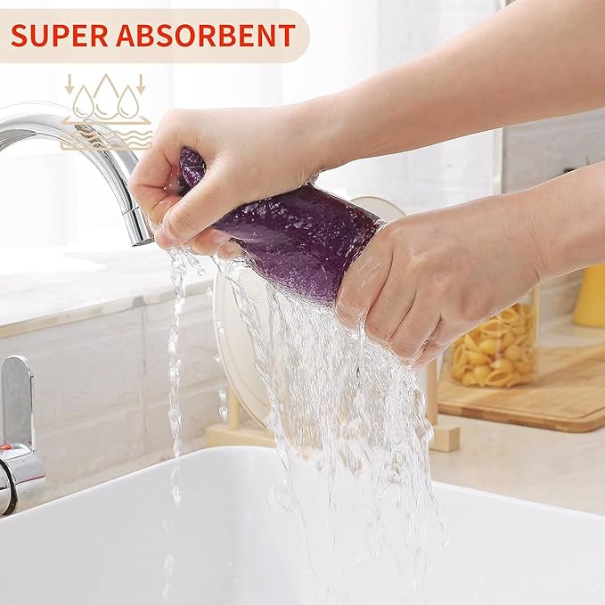 Kitinjoy 100% Cotton Waffle Weave Kitchen Towels, 6-Pack Soft lint Free and Absorbent Dish Towels for Kitchen Drying Dishes Hand Towels, 13 in x 28 in, Violet