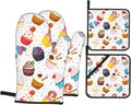 Cupcake Yummy Dessert Oven Mitts and Pot Holders Set of 4, Oven Mittens and Potholders Heat Resistant Gloves for Kitchen Cooking Baking Grilling BBQ