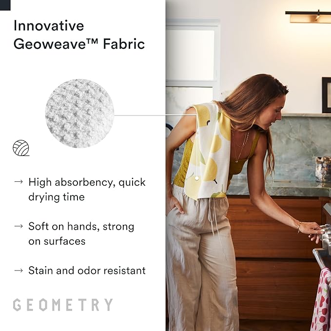 GEOMETRY Kitchen Tea Towels - Quick Dry Microfiber Dish Towels for Kitchen Sunny Lemons, 18" x 30" 1 Pack