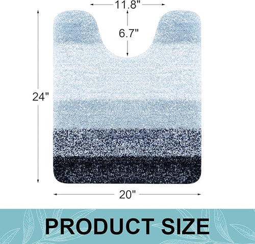 Arotive Microfiber Bathroom Rugs, Shaggy Soft and Absorbent Contour Toilet Rugs, Non-Slip, Thick Plush Machine Washable Dry Bath Mats for Toilet Base, 24x20, Dark Blue, U-Shape