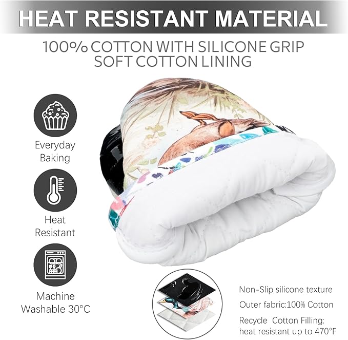 Mini Oven Mitts,2pk - Silicone Little Kitchen Gloves, Heat Resistant with Non-Slip Grip and Soft Quilted Cotton Lining for Safe Backing Cooking Barbecue (Darkgray, Duck)