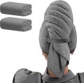 Wuwahold Microfiber Hair Towels, Waffle Hair Towel Set, Super Soft Highly Absorbent, Sturdy Quick Drying Turbans for Long, Thick, Curly Hair (2 Pack, 40" x 20")
