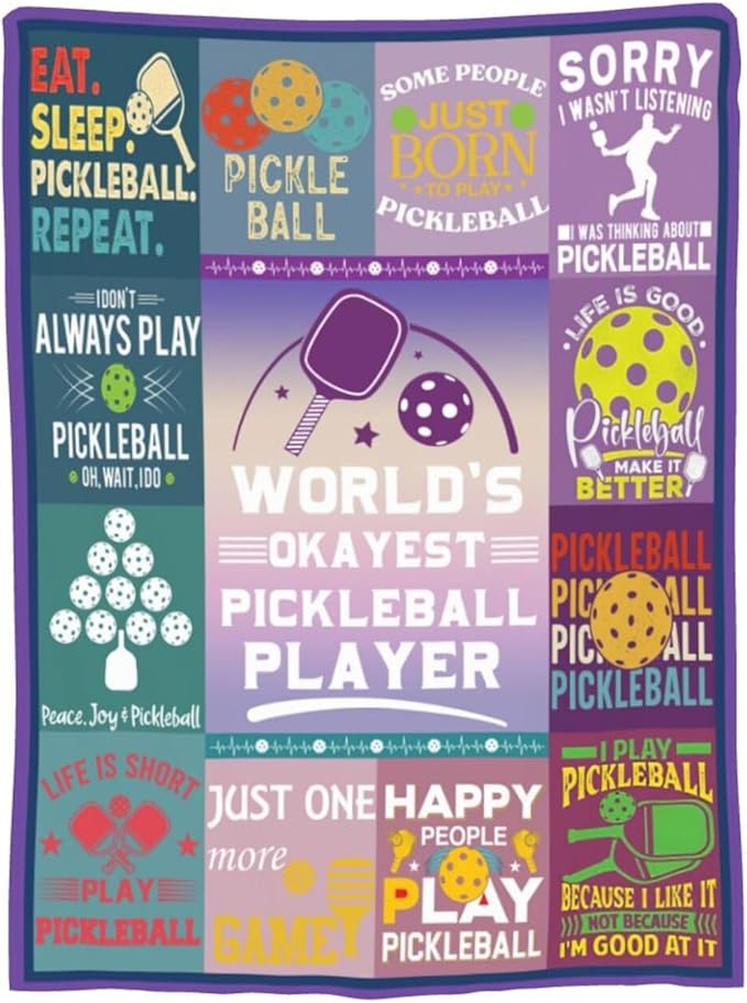 wsradto Pickleball Blanket Gifts for Pickleball Lover Throw Blanket Bedding Cozy Fleece Flannel Lightweight Stuff Plush for Men Women Boys Adults Fans Players for Couch Sofa Bed Home Decor 40"x50"