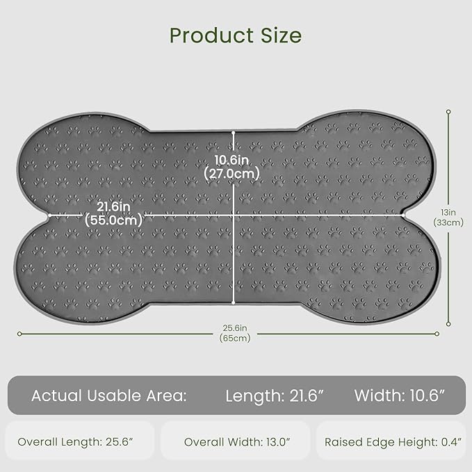 PWTAA Dog Food Mat Anti-Slip Silicone Dog Bowl Mat Thicker Pet Placemat Waterproof Cat Feeder Pad with Raised Edge Puppy Kitten Feeding Mats Suitable Small Medium-Sized Dogs Cats Eating Tray