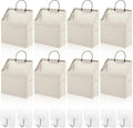 STARVAST 8Pcs Wall-Hanging Storage Bags, Desktop Organizer Basket, Door Organizer Basket, Bathroom Closet Hanging Storage Bag Waterproof Linen Cotton for Kitchen, Bedroom, Living Room, 8Hooks(White)