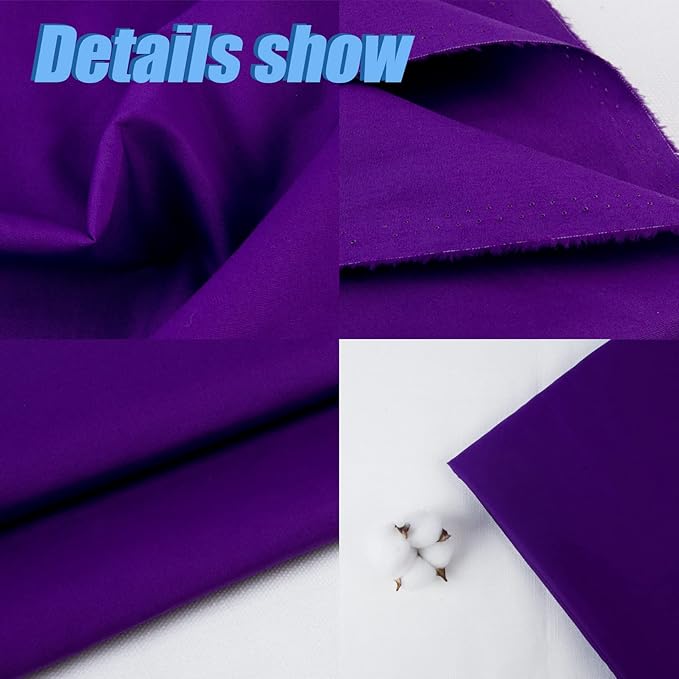 2 Yard Purple Cotton Fabric,Natural Cotton Poplin Fabric by The Yard, 59 Inches Wide 100% Cotton Fabric,Soft Embroidery Muslin Quilting Material for Sewing Material Apparel Cloth