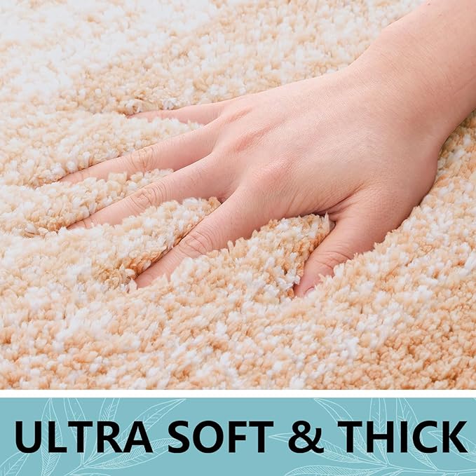 Arotive Microfiber Bathroom Rugs, Shaggy Soft and Absorbent Bath Rug, Non-Slip, Thick Plush Machine Washable Dry Bath Mats for Bathroom, Tub and Shower, 47x24, Peach, Rectangular