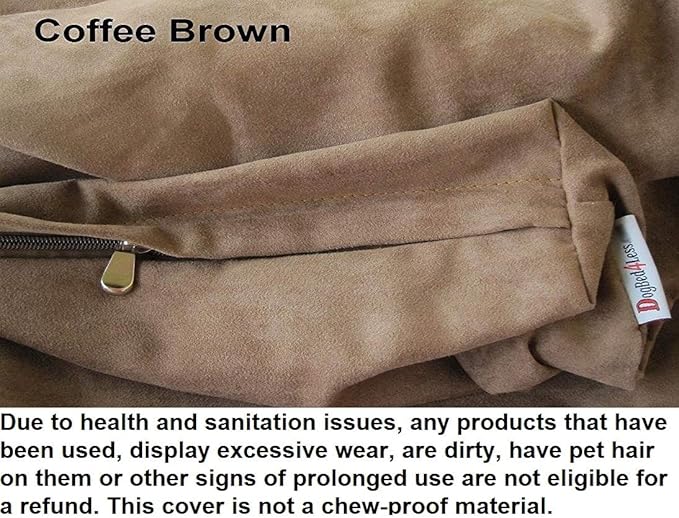 Dogbed4less DIY Pet Bed Pillow Brown Microsuede Duvet Cover and Waterproof Internal Case for Dog and Cat at 35X20X4 Inch - Covers only